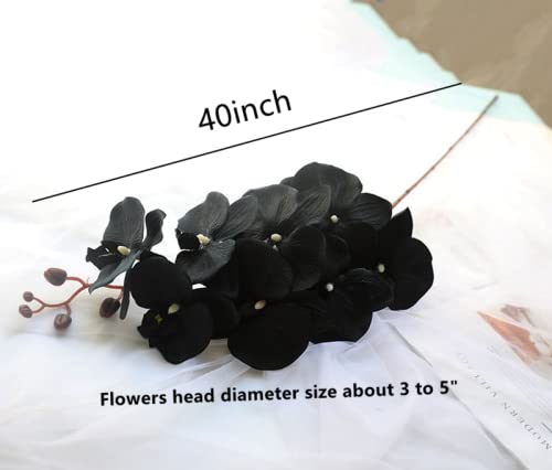Rikyo 8 Heads Faux Black Orchid,40" Bouquets 2 Stem Phalaenopsis No Fade Petals Fake Flowers Forever Plants for Home Decoration, Office Decor,Wedding Party Decoration - color: Black