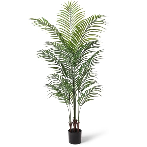 Artificial Palm Tree 5.5Ft Faux Dypsis Lutescens - Tall Fake Plant with Adjustable Branches, No Maintenance, Tropical Tree for Indoor Decor - Ideal for Living Room, Office, Bedroom, Commercial Spaces - size: 5ft 6in