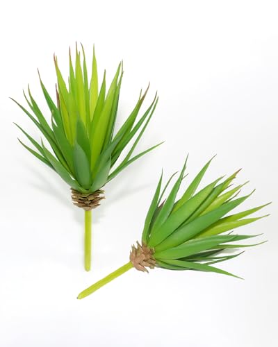 LJY 2 Pieces Realistic Artificial Faux Succulent Yucca Vera Greenhouse Small Plants Unpotted for Home Garden Decoration (Spring Green) - color: Spring Green
