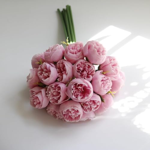 27 Heads Roses Peony Fake Flowers Retro Silk Artificial Rose Flowers (Deep Pink) - color: Deep Pink