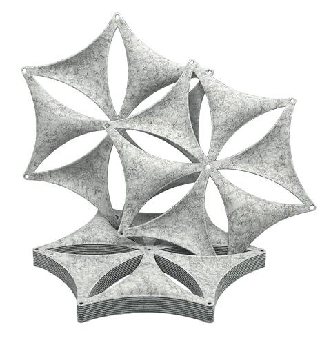 Hanging Room Divider-12Pcs 3D DIY Hexagram Felt Surface High Density Polyester Fiber Board Flower Venus 14"x12" Cut Room Home Office Decoratio Screen Partition(Silver Grey) - color: Silver Grey