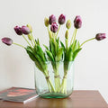 Artificial Tulips Flowers,Soft Touch Latex Bouquet, Fake Tulips,Spring Wedding Home Room Table Centerpiece Decor - color: Dark Purple(no Vase)