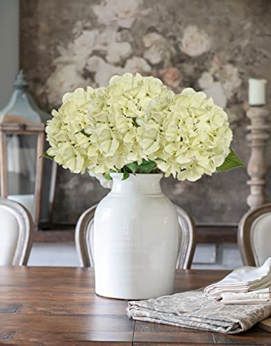 DILATATA 4 Pcs Dried Touch Hydrangeas Artificial Flowers 17" Tall Large Silk Hydrangea Stems Fake Hydrangea Arrangements for Home Office Table Centerpieces-Cream Hydrangea - color: Cream #44, size: 4PCS