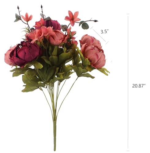 Duovlo Fake Flowers Vintage Artificial Peony Silk Flowers Wedding Home Decoration,Pack of 1 (New Red) - color: New Red