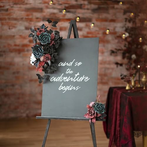 IPOPU Black Glitter Flowers Glitter Roses 3.15 in Stemless Foam Roses with Glitter, 30 PCS Foam Glitter Flowers Bulk for DIY Wedding Bridal Bouquet Home Party Decoration(Black Glitter) - color: Black Glitter