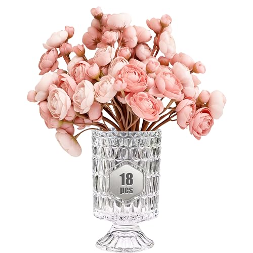 Silk Ranunculus Artificial Flowers Bulk 18PCS - Dusty Rose Fake Flowers for DIY Bouquets, Wedding Centerpieces, Table Decor, Bridal Party Arrangements,Mother's Day - color: Dusty Pink