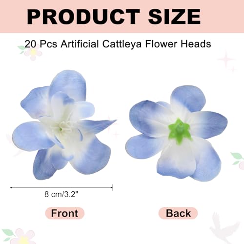 uxcell 20 Pcs Artificial Cattleya Flower Heads, Fake Cattleya Heads Bulk Artificial Flowers for DIY Wedding Bouquets Centerpieces Party Home Decorations, Blue - color: Blue