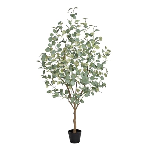 5FT Artificial Eucalyptus Tree Indoor, Faux Eucalyptus Tree with 477 Silk Leaves, Tall Fake Tree - Artificial Tree Indoor for Living Room Office Bedroom Home Decor - size: 5ft