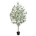 5FT Artificial Eucalyptus Tree Indoor, Faux Eucalyptus Tree with 477 Silk Leaves, Tall Fake Tree - Artificial Tree Indoor for Living Room Office Bedroom Home Decor - size: 5ft