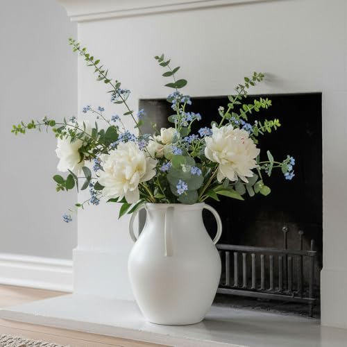 hjn Extra Large Floor Vase for Dried Pampas Grass & Fresh Flowers, Nordic Matte White Ceramic Vase, Farmhouse Statement Piece for Living Room Entryway Corner-Large (11D''x12 H) - size: D11xH12 inch