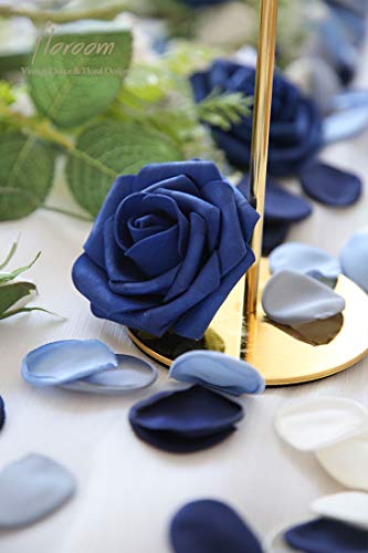 Floroom 300pcs Rose Petals Dusty Blue Navy Faux Silk Flower Petals for Wedding Flower Girl Basket Aisle Scatter Dinner Table Centerpieces Party Confetti Decoration Romantic Night Home Decor - color: French Dusty Blue, size: 300pcs