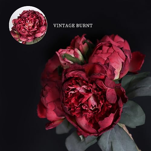 2 Bouquets Red Peonies Silk Flowers 14Heads Faux Peony Flowers Red Fake Peonies Flowers Artificial for Decorations for Wedding Bouquets Bridal Shower Decorations Home Office Party Decor - color: Red