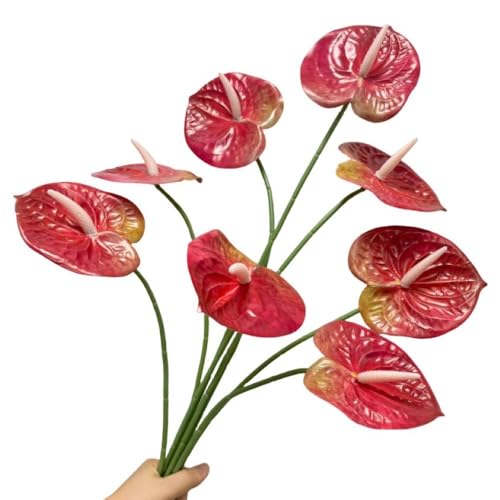 8 Pcs 23-5/8 inch Artificial Anthurium Flowers Real Touch Fake Flower for Table Centerpieces Arrangement and Bridal Wedding Festival Decor Flower Arrangement (Dark Pink) - color: Dark Pink