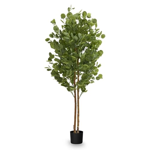 Maia Shop 5ft Artificial Eucalyptus Tree Plant for House, Apartment or Office – Realistic Fake Indoor Plants for Living Room, Kitchen, Bedroom, Entryway or Bathroom – Faux Greenery for Home Décor - color: Eucalyptus, size: 5ft