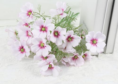IPOPU Light Pink Daisy Silk Flowers 8Pcs Artificial Wildflowers 40 Heads Fake Cosmos Flower for Vase Wedding and Engagement Centerpiece Arrangement Room Home Decor(Light Pink) - color: Light Pink)