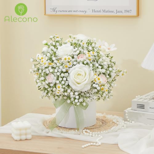 Alecono Babys Breath Artificial Flowers 100 Pcs, White Artificial Baby Breath Bulk for DIY Floral Bouquets for Wedding, Fake Babies Breath Real Touch Flowers for Home Decorations - size: 100pcs