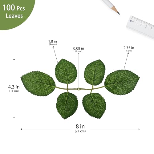 100 Pcs Artificial Flowers Green Leaf Bulk Faux Greenery Silk Fake Rose Leaves Bouquet Garland Wreath Floral Arrangement Supplie DIY Craft (6 Large-Leaf Green) - color: 01. 6 Large-leaf Green