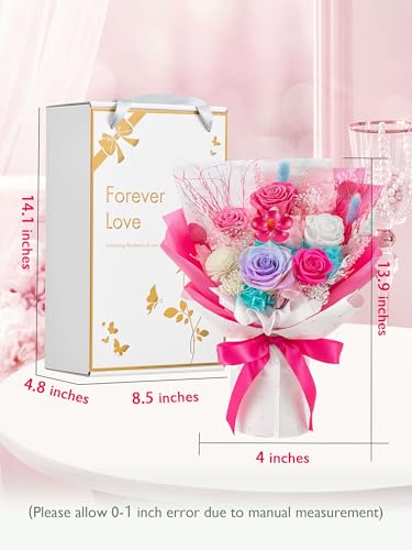 Eterfield Flowers for Delivery Prime, Mother's Day Forever Flowers Bouquet, Preserved Hotpink Roses Birthday Gifts for Her Women Wife Mom Grandma Anniversary Valentines Day Christmas - color: Hot Pink