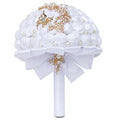 Sharebeauty 8.3 Inch Handmade Satin Rose Bridal Bouquet Toss Round Wedding Bouquet Throw Toss Artificial Flower Bunch White - color: W322g11 White, size: 8.3 inches / 21 cm