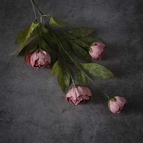 VIERENA 6 Pcs Faux Silk Peony Artificial Flowers for Vase -27", Bulk Fake Peonies Branches with Stems for DIY Bouquet Centerpieces Wedding Fillers Arrangements Shower Decorations (Warm Pink) - color: Warm Pink