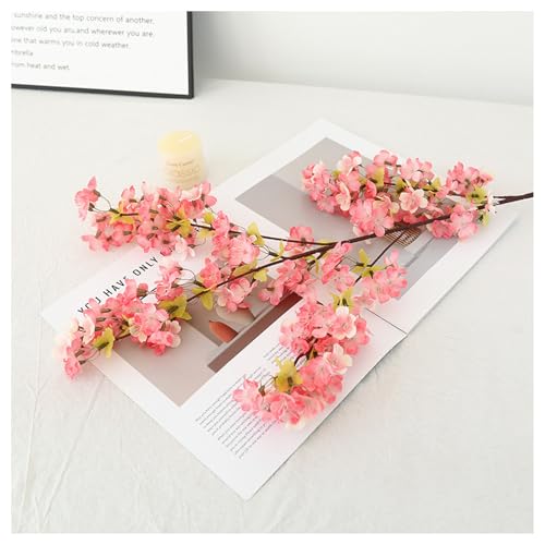 3Pcs Artificial Cherry Blossom Branches - Pink Silk Faux Peach Flowers Stems Fake Plants for Vase Home Wedding Centerpieces Spring Garden Decoration (Light Pink) - color: Light Pink