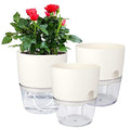 Vanavazon 6 Inch Self Watering Planter Pots for Indoor Plants, 3 Pack African Violet Pots with Wick Rope-White - color: White