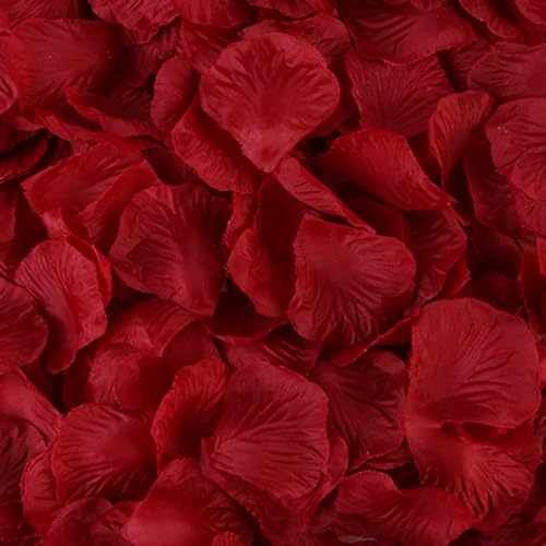 2200 Pcs Artificial Fake Rose Petals,Flower Petals for Romantic Night,Engagement, Party, Wedding, Event Flower Decorations, in Bulk(Dark Red) - color: Dark Red, size: 2200Pcs