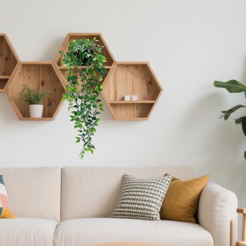 Clearain Fake Plants Hanging Artificial Potted Faux Eucalyptus Plants for Boho Farmhouse Bathroom Office Desk Wall Bookshelves Room Accessories Decorations - color: 1pcs-type a