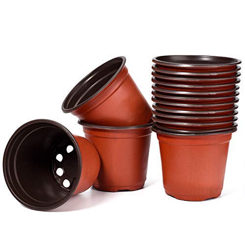 Delxo 4” Nursery Pots 100 Pcs Plastic Small Plant Pots with Drainage Holes, Flexible Seed Starter Pots for Seedlings, Cuttings & Transplanting, Reusable Flower Pots for Indoor Outdoor Plants, Red - size: 4 Inch