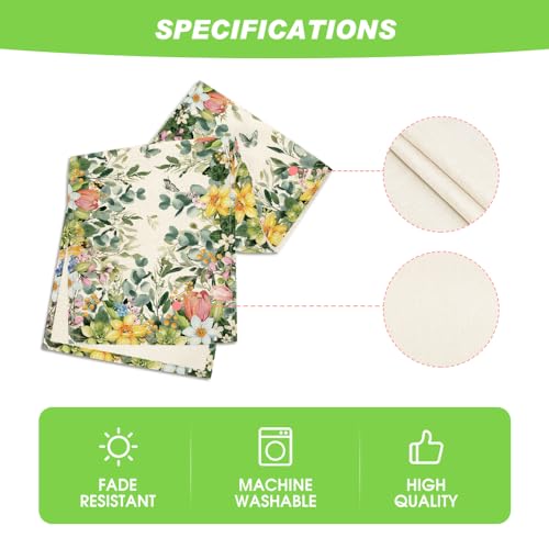 Artoid Mode Bloom Flowers Eucalyptus 210 GSM Spring Table Runner, Seasonal Summer Kitchen Dining Table Decoration for Home Party Decor 13x48 Inch - size: 13" x 48", Table Runner
