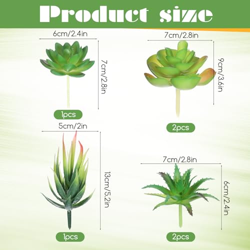Styquenzer 6 PCS Fake Succulent Plants, Artificial Succulents Plant Mini Fake Succulents Plant Green Succulent Plants for DIY Crafting Home Floral Wall Office Decoration (Excluding Pots)