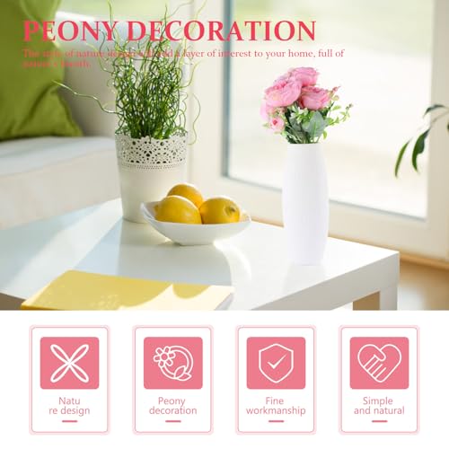 Abaodam Artificial Peony Flowers 4pcs Pink Fabric Simulation Peony Heads DIY Table Centerpiece Plastic Plants for Wedding Party Home Decoration