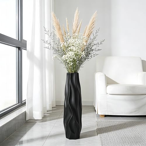 Extra Large Black Floor Vase – 24" Modern Decorative Ceramic Vase for Living Room Corner, Hallway or Entryway Home Decor - size: 24 Inch