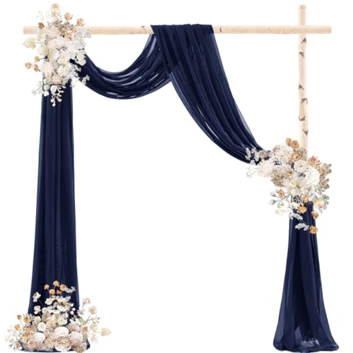 DeZerlor Wedding Arch Draping Fabric 29" x 20 FT Drapes for Backdrop Sheer Curtains for Romantic Bridal Baby Shower Decorations Ceremony Birthday Party Outdoor Events, Navy Blue - color: Navy Blue