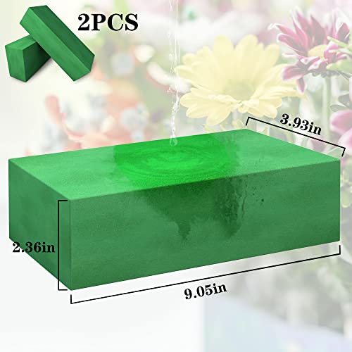 Max Shape Pack of 2 Large Size Floral Foam Blocks for Fresh and Artificial Flowers (9” L x 4” W), Wet Florist Foam Blocks for Wedding Holiday Decorations (2 Pack) - color: 2 Pack