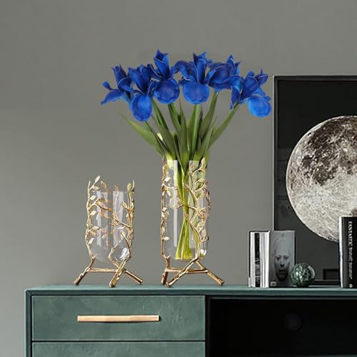 Royal Blue Iris Artificial Flowers 6 PCS Real Touch Flowers 18.9 in Long Stems Artificial Iris for Wedding Bridal Home Kitchen Party Decoration(Royal Blue) - color: Royal Blue