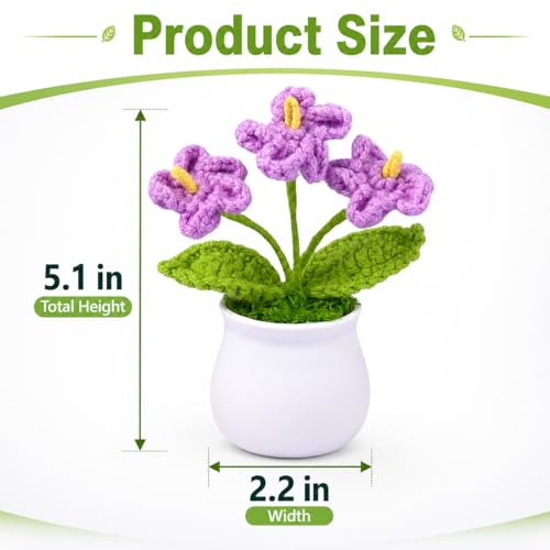 Crochet Flower Bouquet,Forget Me Not Flowers Pot Crocheted Flowers for Women Mom Wife, Perfect for Home Decorations Office Desk