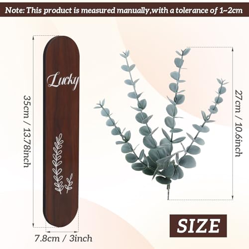 Woration 1PC Hanging Wooden Artificial Eucalyptus Leaves Stem Wall Decoration Brown Wood Vase Planter with Fake Greenery Branches for Home Office Wedding Christmas Decor | Wood Vase Planter, Fake Greenery Branches, Home Office Wedding Christmas Decor, 1PC
