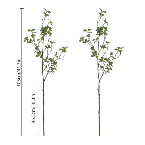 6 pcs Artificial Greenery Stems, 41.3’’ Tall Fake Plants Branches Faux Greenery Ficus Twig Leaf for Home Garden Shop Office Desk Decoration - color: Green, size: 6pcs
