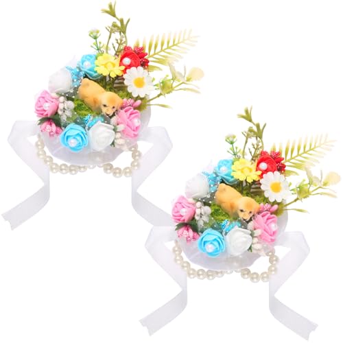 Wrist Corsage and Boutonniere Set, Artificial Rose Corsage Wristlet and Boutonniere for Wedding Prom Party (Blue & Pink,2pcs Wrist Corsage) - color: Blue & Pink ,2pcs Wrist Corsage