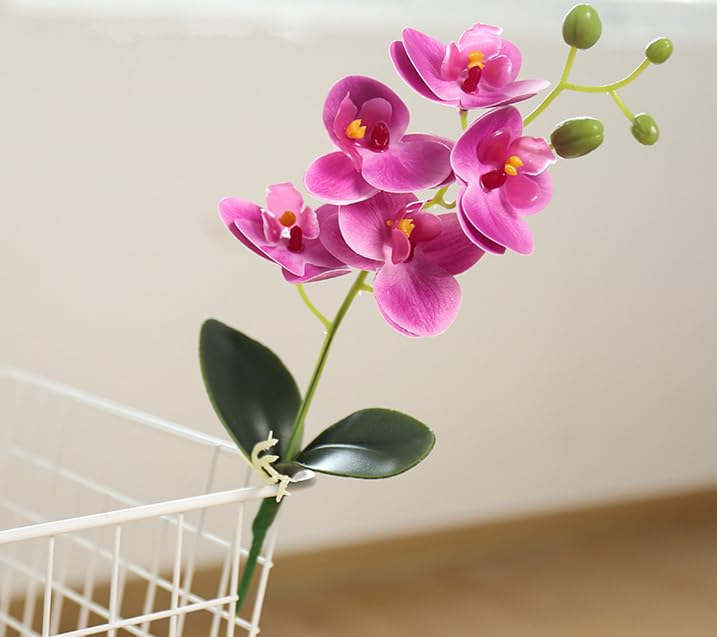 6 Branch Artificial Orchid Stems with Leaves,15” Real Touch Dancing Orchid Flower,Fake Plants Phalaenopsis for Wreaths Wedding Centerpiece Floral Arrangement Porch Summer Cemetery Decor (Rose Pink) - color: Rose Pink