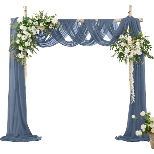 VACVELT Wedding Arch Draping Fabric Dusty Blue Chiffon, 1 Panel Sheer Drapes 30 Inch x 20ft Chiffon Backdrop Curtain Decor, Outdoor Sheer Drapery for Ceremony Party Ceiling - color: Dusty Blue, size: 1 Panel