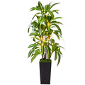 Artificial Dracaena Tree 5FT, Fake Plants with Black Tall Planter - Fake Tree Tall Faux Plants Indoor Floor Plant with Moss - Artificial Plants Indoor for Office Living Room Home Decor