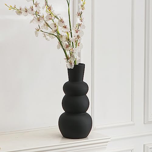 Black Vase, Modern Ceramic Vase, Black Matte Clay Vases for Pampas Grass, Minimalist Home Fresh Flowers, Dried Flowers - color: F-black Tall Vase