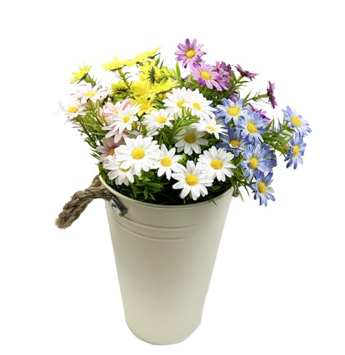 10 Bundles Artificial Daisy Flowers Faux Plants for Outdoors Fake Flowers UV Resistant No Fade for Garden Porch Patio Window Box Decoration (Mixed5Colors) - color: Mixed5colors