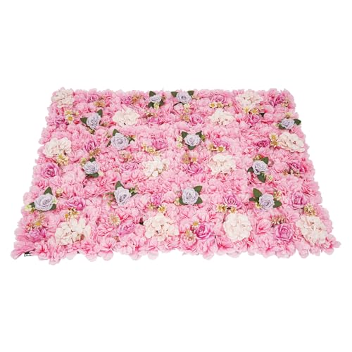 12-Pack Flower Wall Backdrop, 15"x15" Artificial Rose Floral Panels, 3D Silk Hydrangea Flowers Panels for Spring Wedding Photo Photography Backdrop Event Party Decoration (Pink) - color: Pink