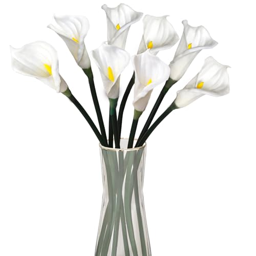 8 Pcs Calla Lily Artificial Flowers 26 Inch Lilies Flowers Floral Bouquet for Home Table Party Wedding Decor (White) - color: White