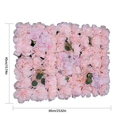 Flower Wall Panel Floral Backdrop, 6 Pcs Flower Wall Decor, 24" X 16" Silk Rose Wall, Artificial Flower Wall Backdrop Faux Flower Panel for Wedding, Party, Home (Light Pink) - color: Light Pink