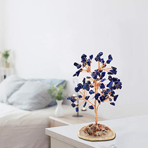 Mina Heal Healing Crystals Tree/Bonsai Tree for Home Decor, Room Decor and Office Desk, Spiritual Gifts for Energy Healing, Good Luck Gifts for Wealth & Prosperity, and Decorative Home Accessories - color: Lapis Lazuli(blue)