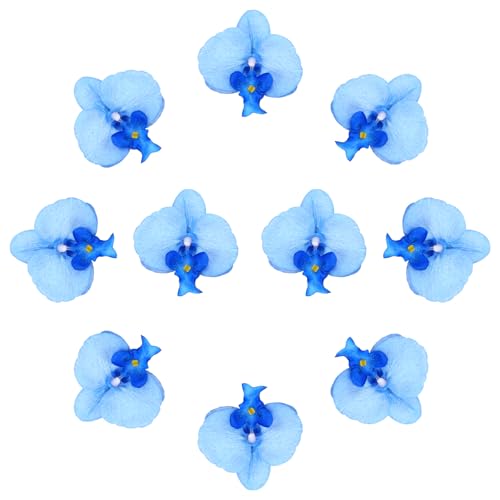 uxcell 10 Pcs Artificial Orchid Flower Heads, Fake Butterfly Orchid Heads Bulk Artificial Flowers for DIY Wedding Bouquets Centerpieces Party Home Decorations, Blue - color: Blue